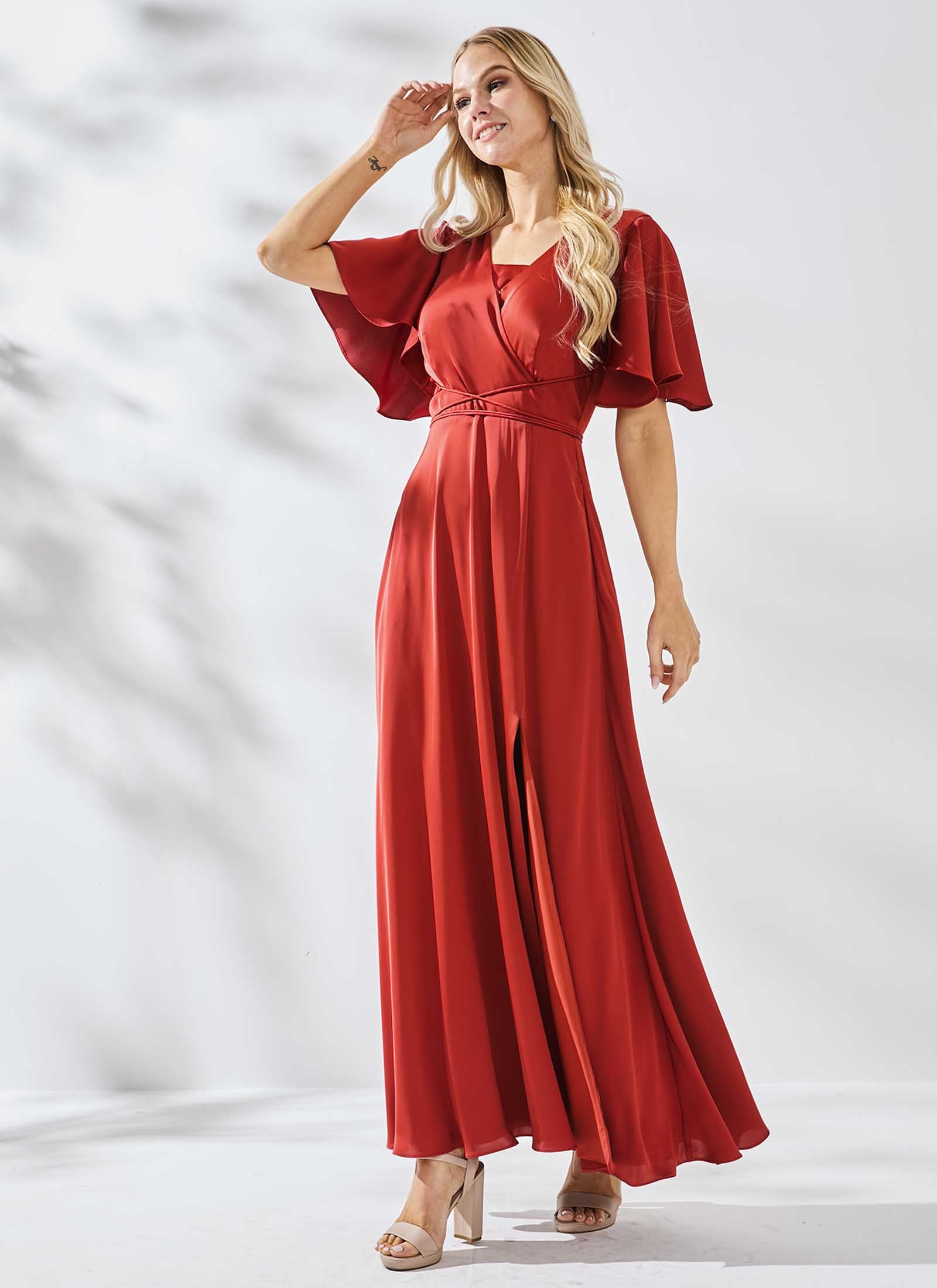 Ariana Dress, Rust Red