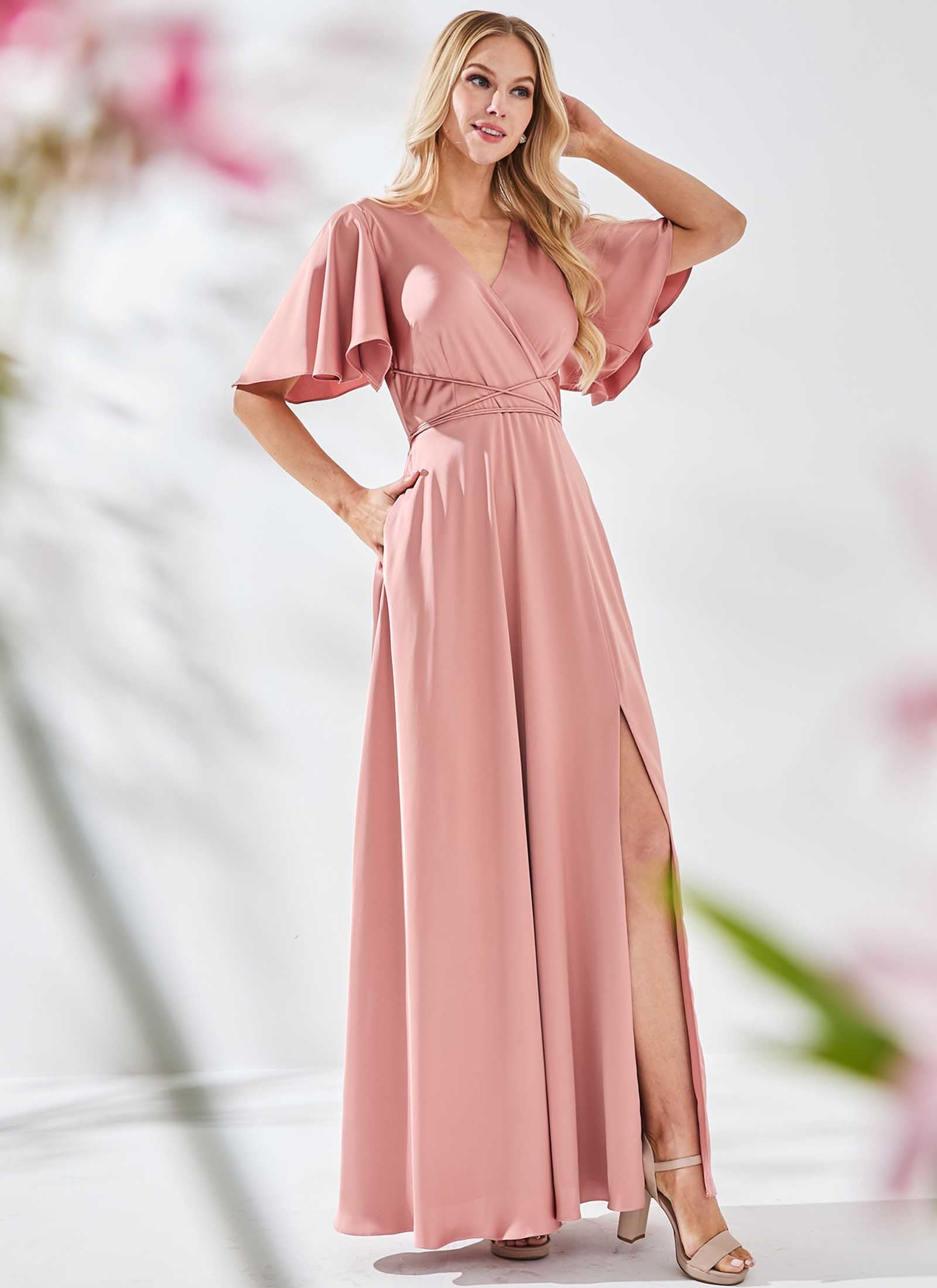 strapless open back dress 1960s Hot Pink Chiffon Party Dress with Silver Lamé Waistline | Disco