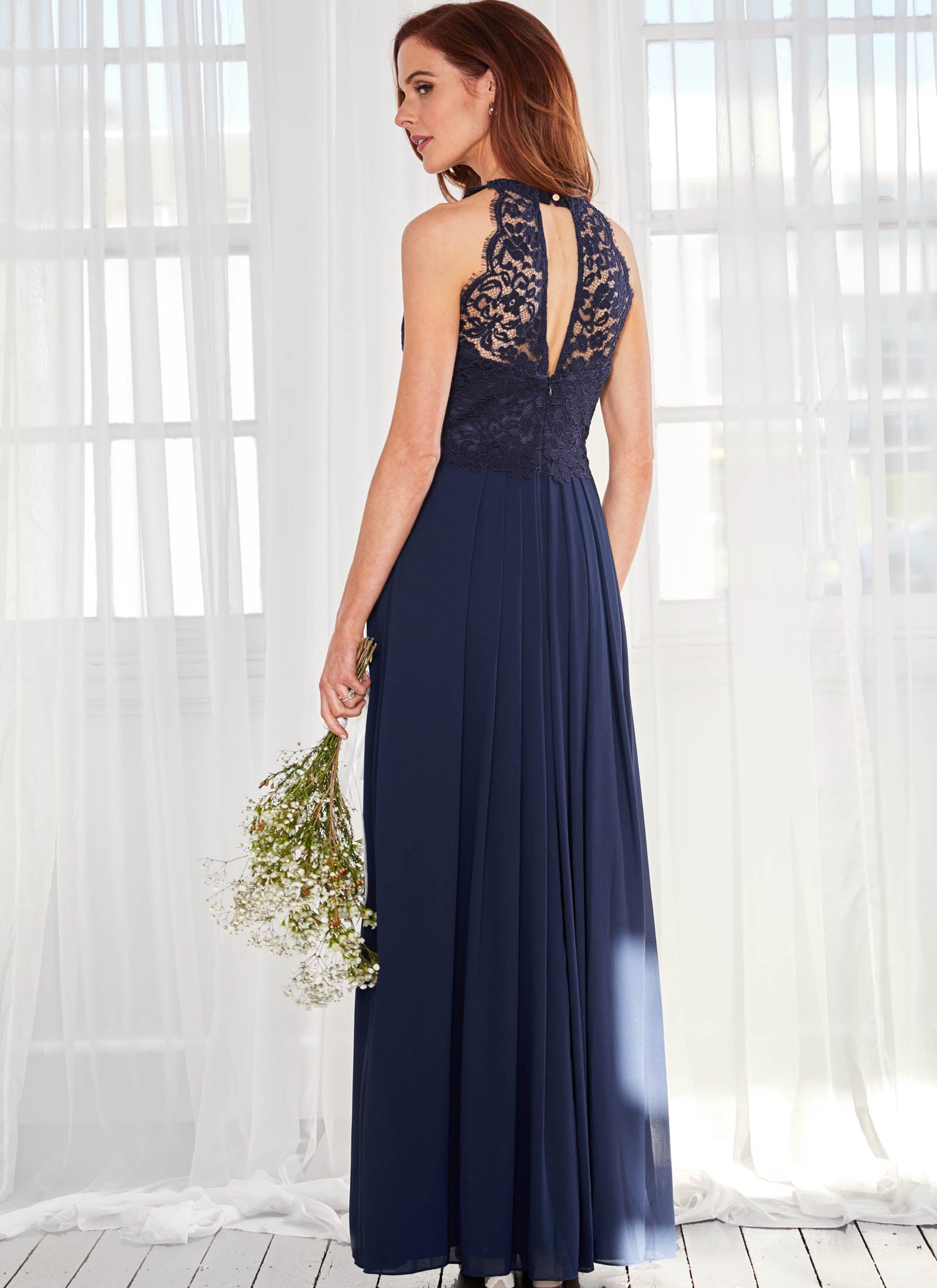 Graced by Lace Dress: Navy