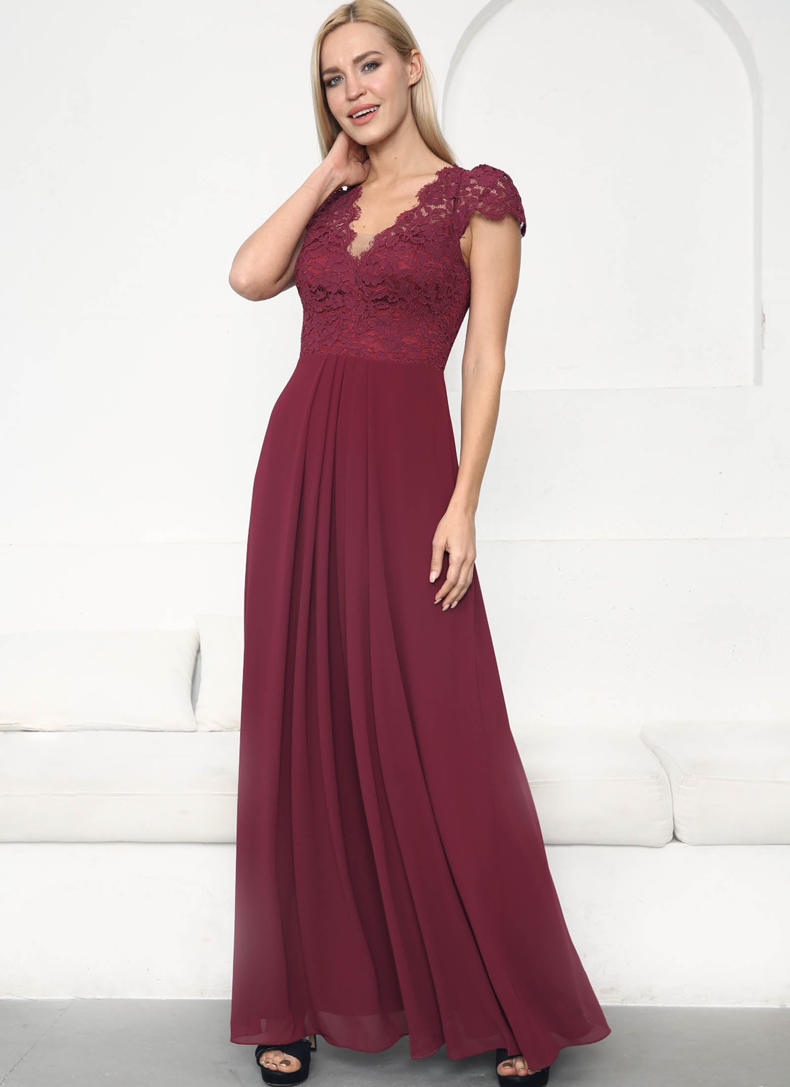 Laced with Romance Dress, Merlot Red