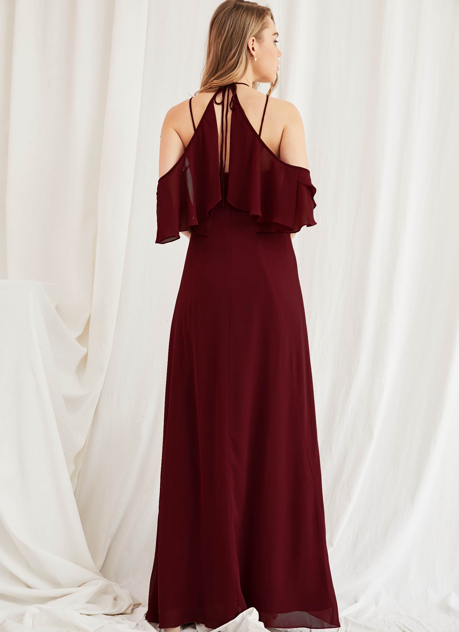 Cascades Dress, Dark Burgundy