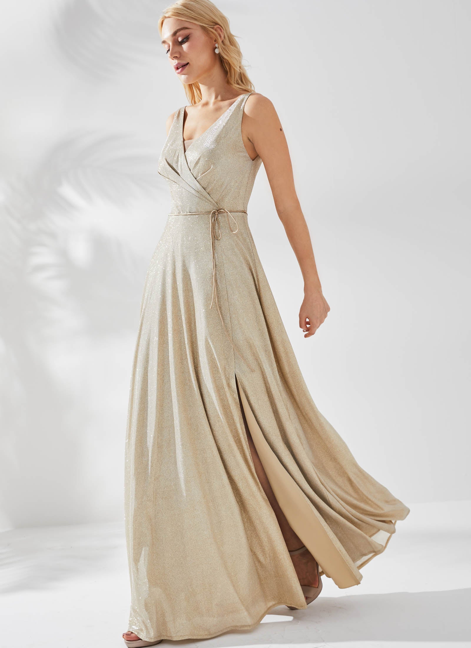 Ava Shimmer Dress, Gold