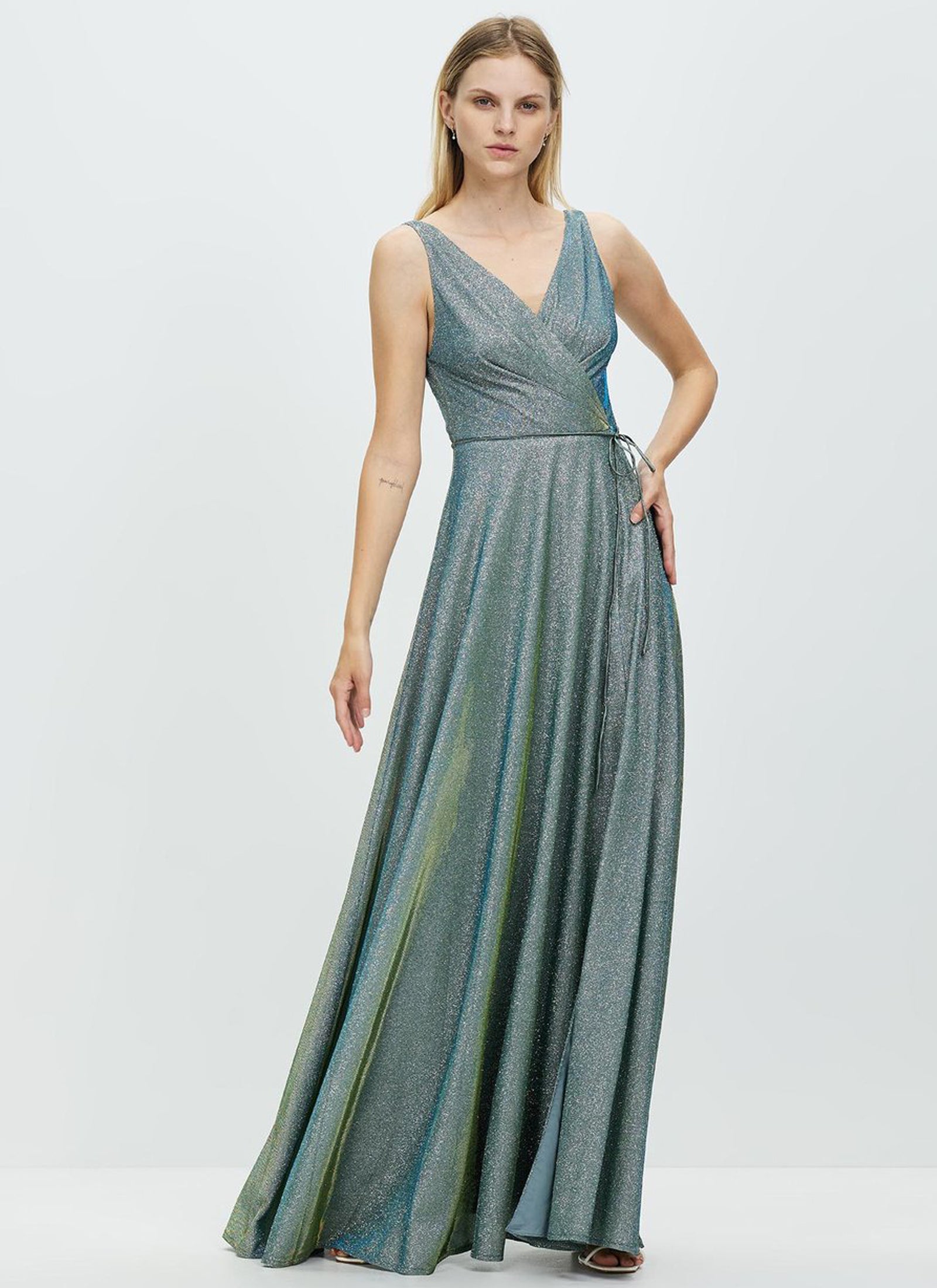 Ava Shimmer Dress, Olive