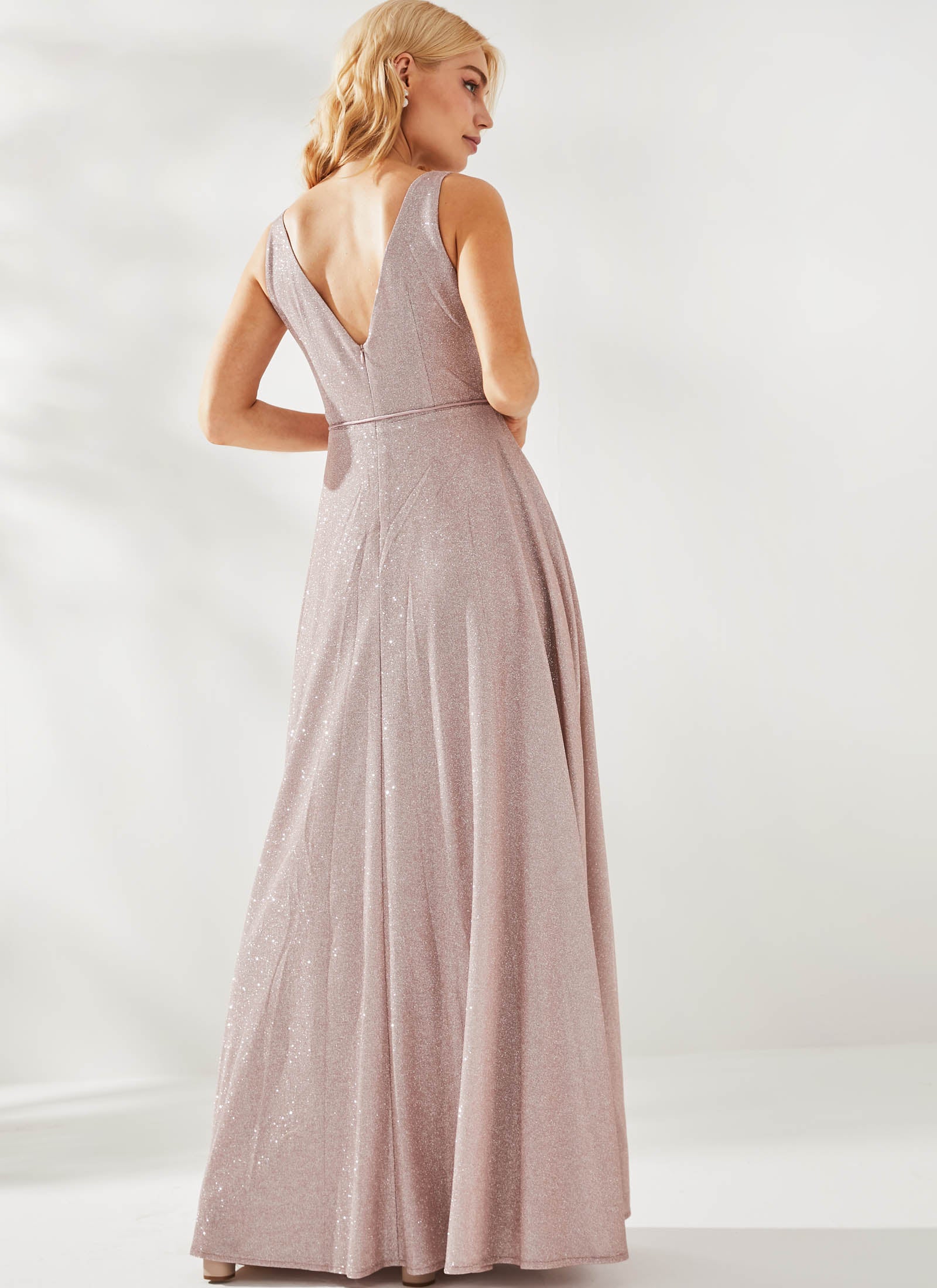 Ava Shimmer Dress, Blush Pink
