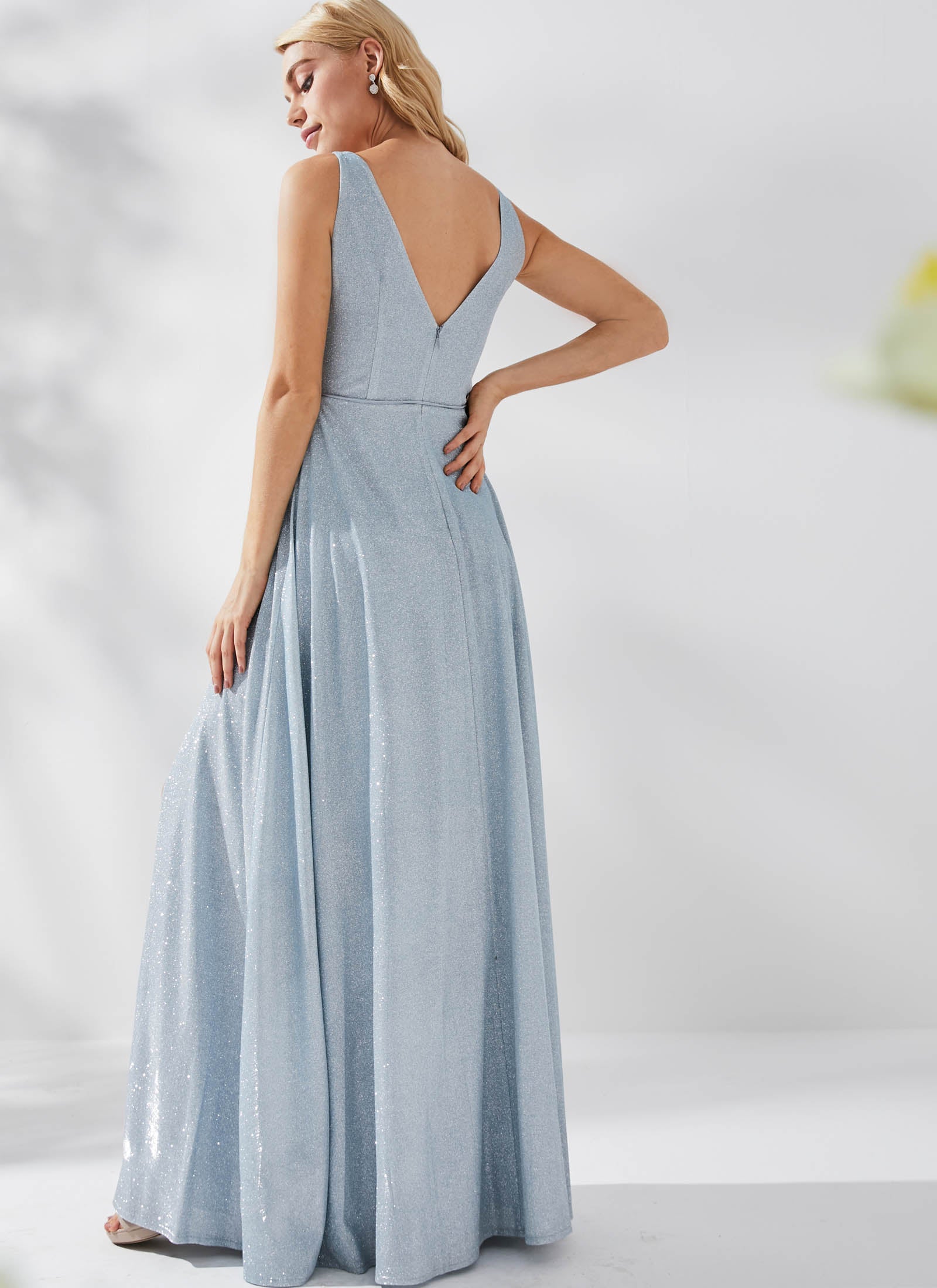 Ava Shimmer Dress, Silver Blue