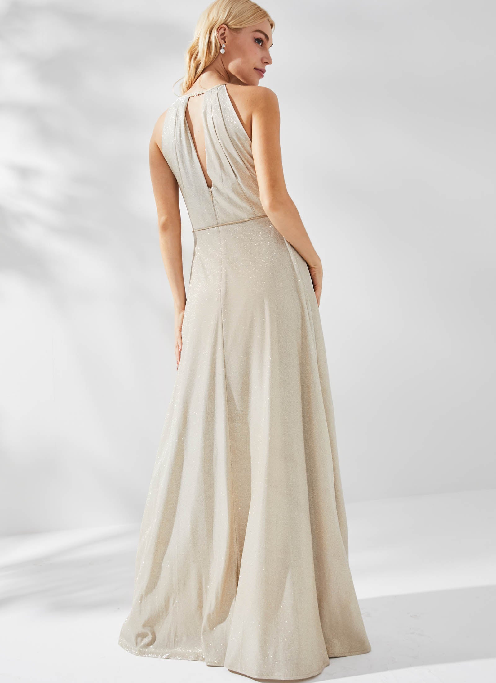 Adelle Shimmer Dress, Gold