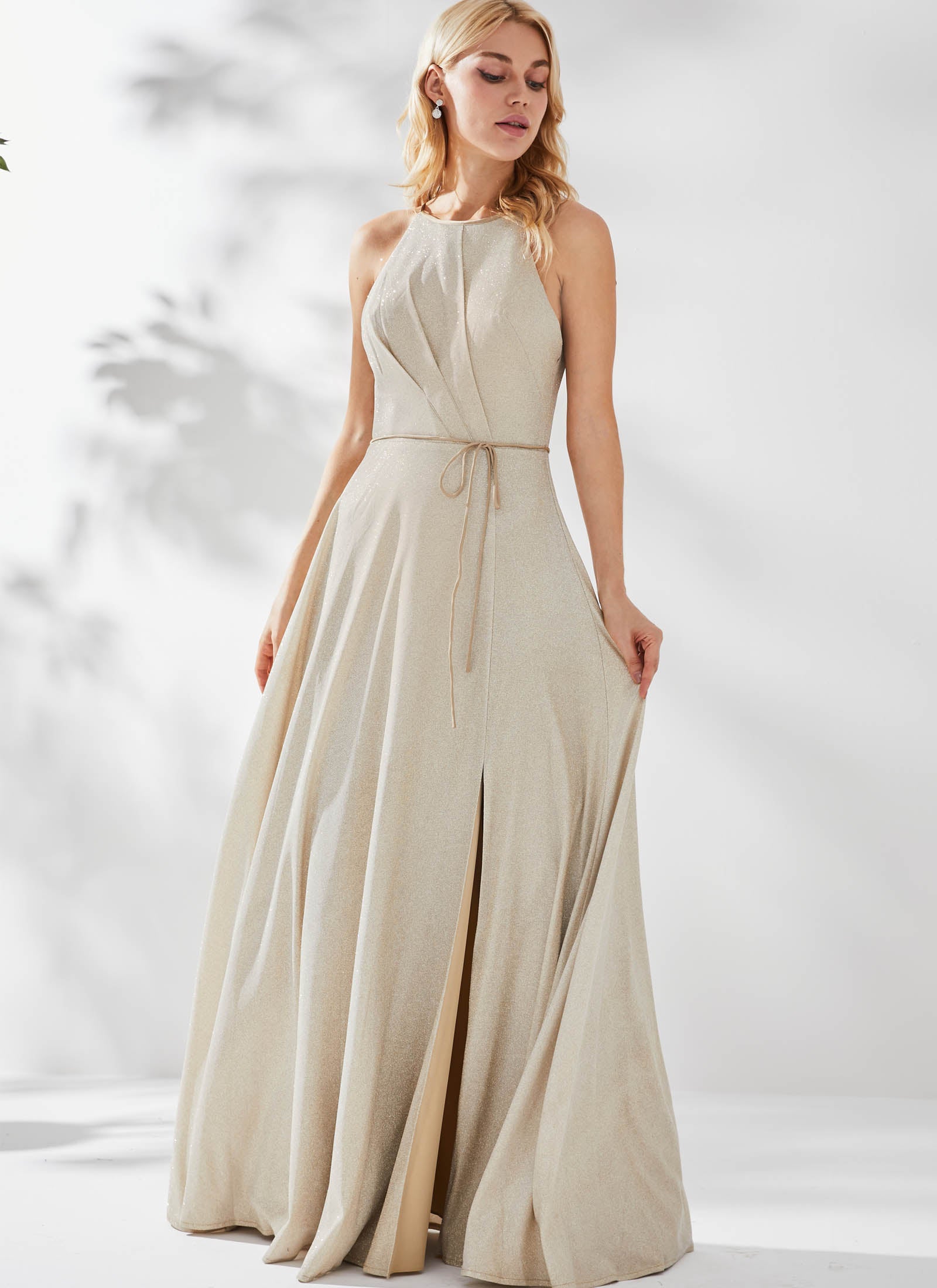 Adelle Shimmer Dress, Gold