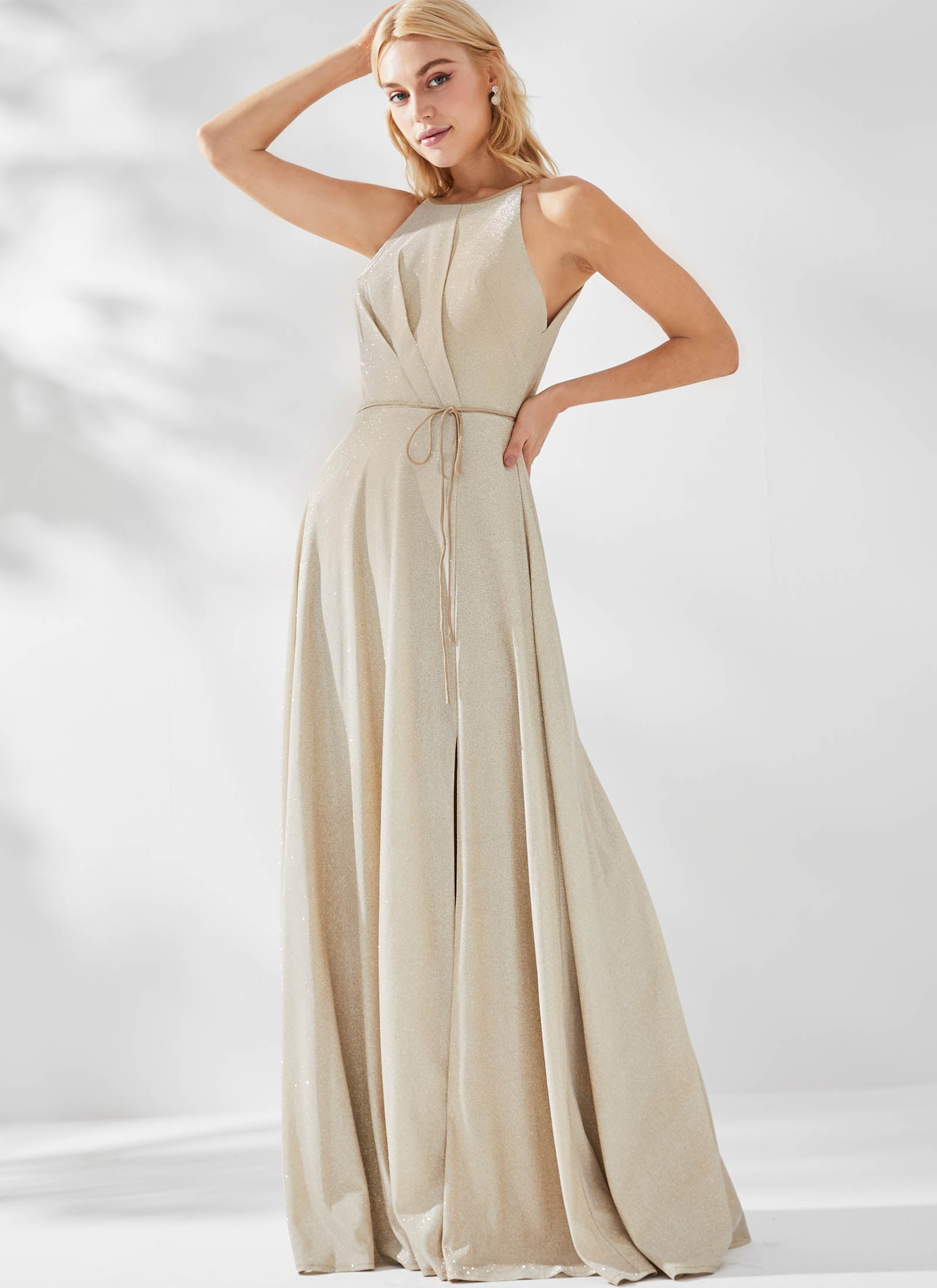Adelle Shimmer Dress, Gold
