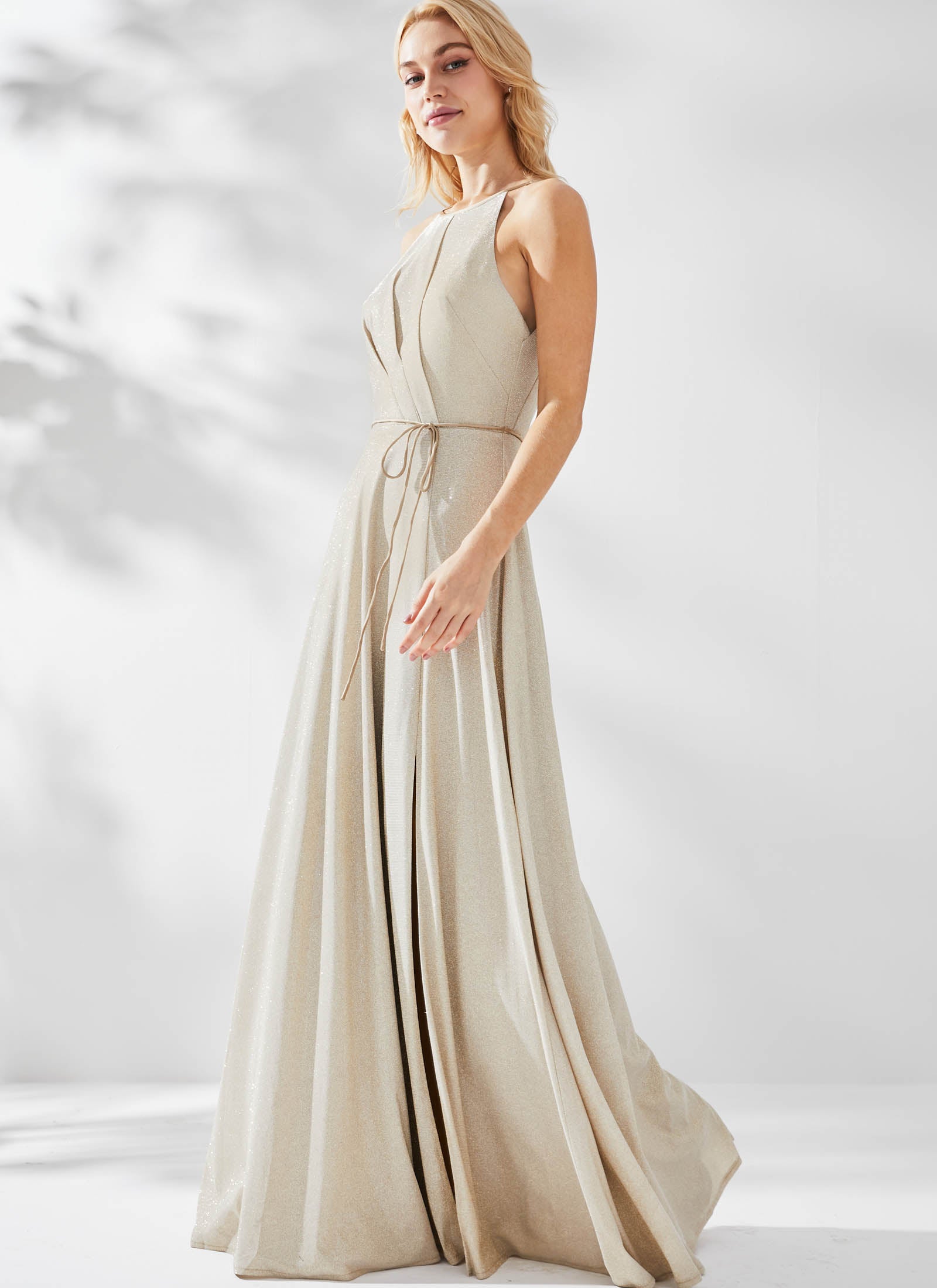 Adelle Shimmer Dress, Gold