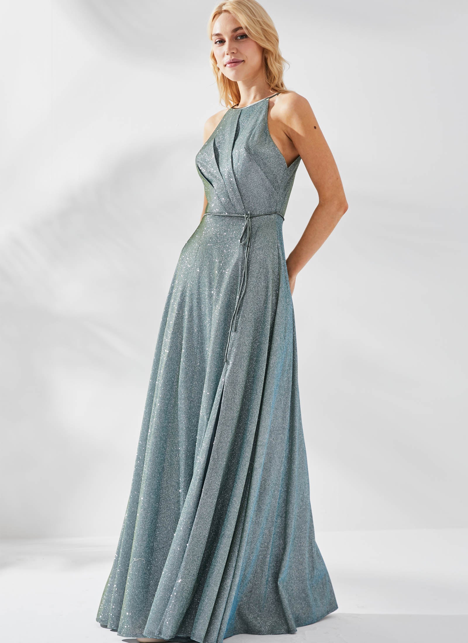 Adelle Shimmer Dress, Olive