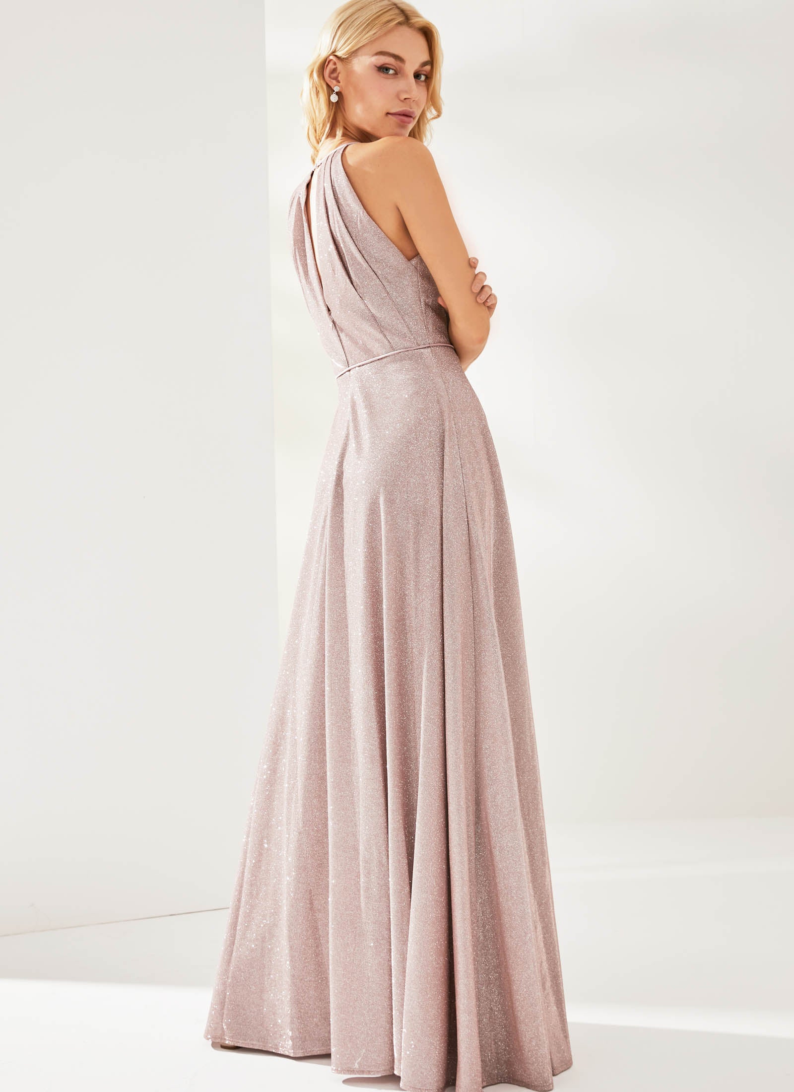 Adelle Shimmer Dress, Blush Pink