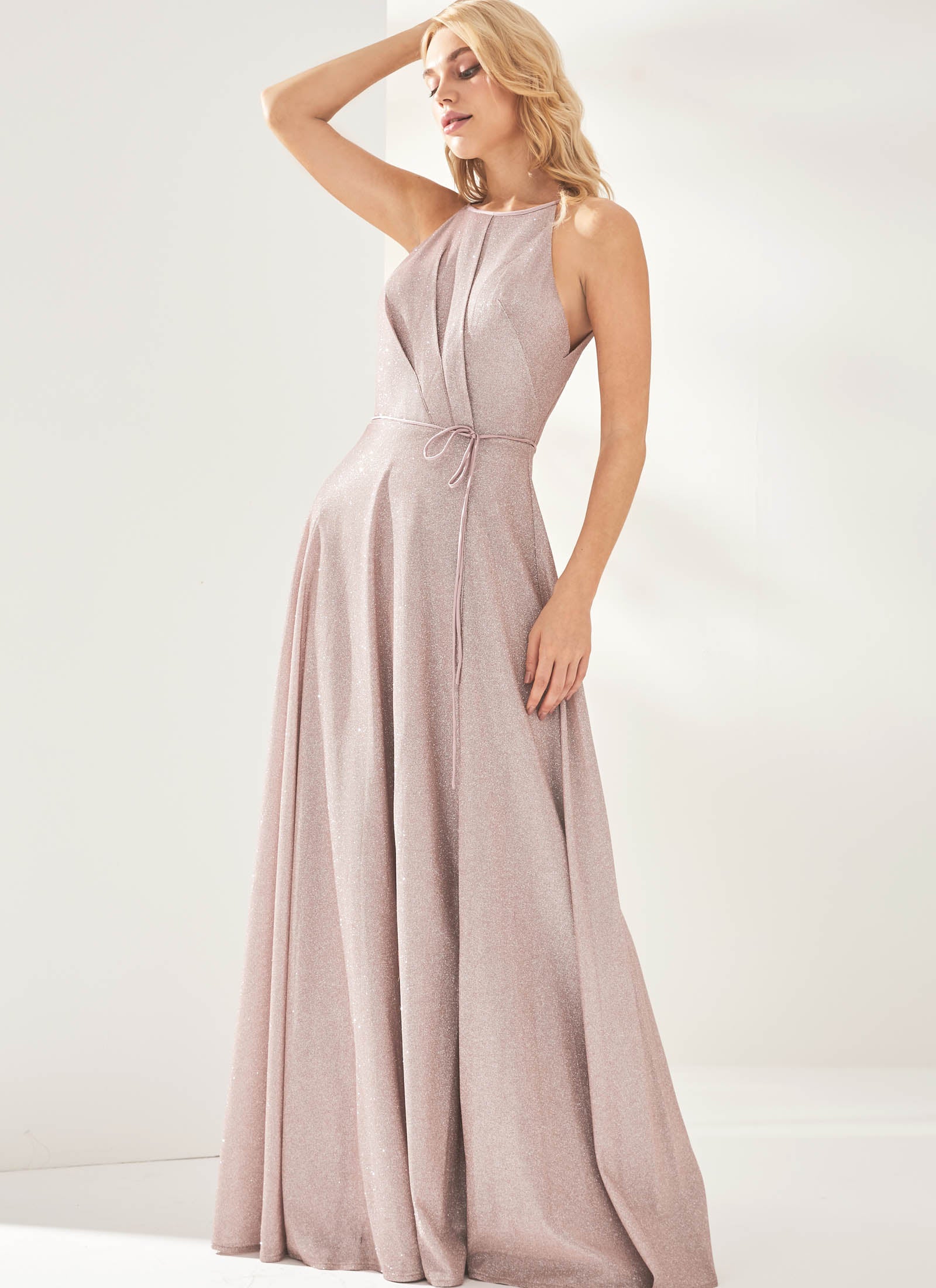 Adelle Shimmer Dress, Blush Pink