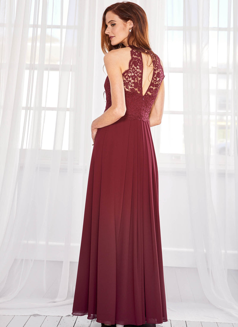 Graced by Lace Dress, Merlot Red