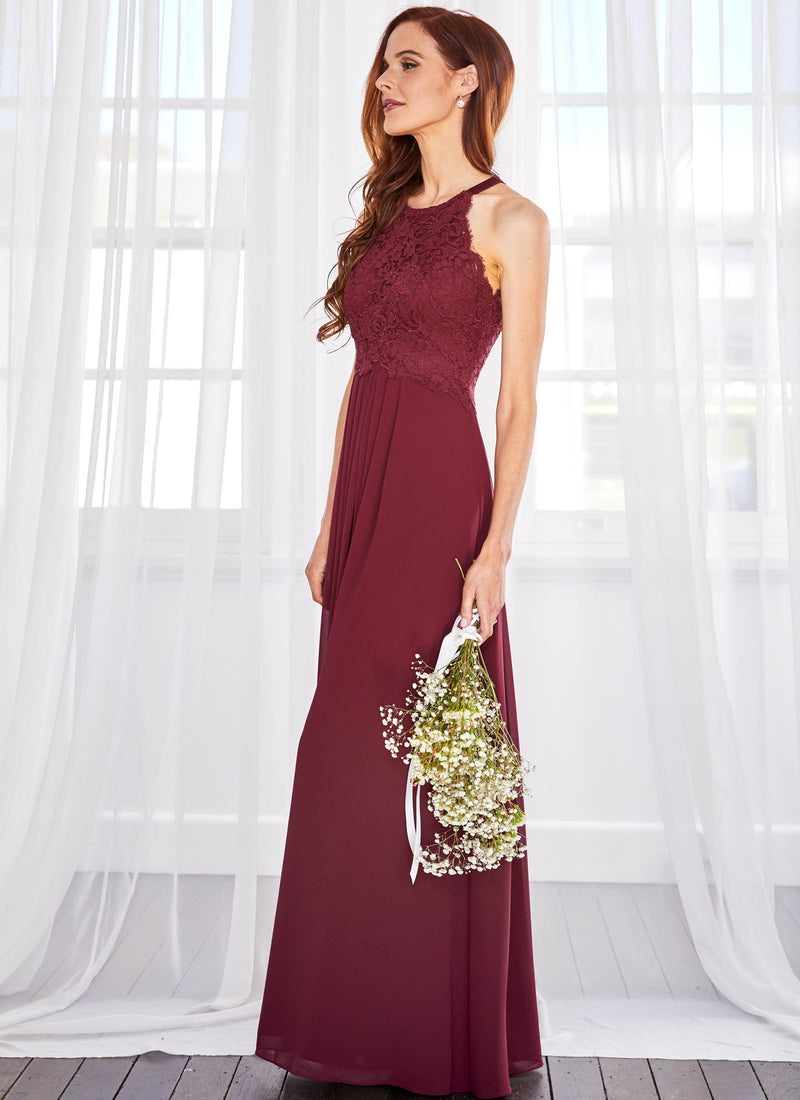 Graced by Lace Dress, Merlot Red
