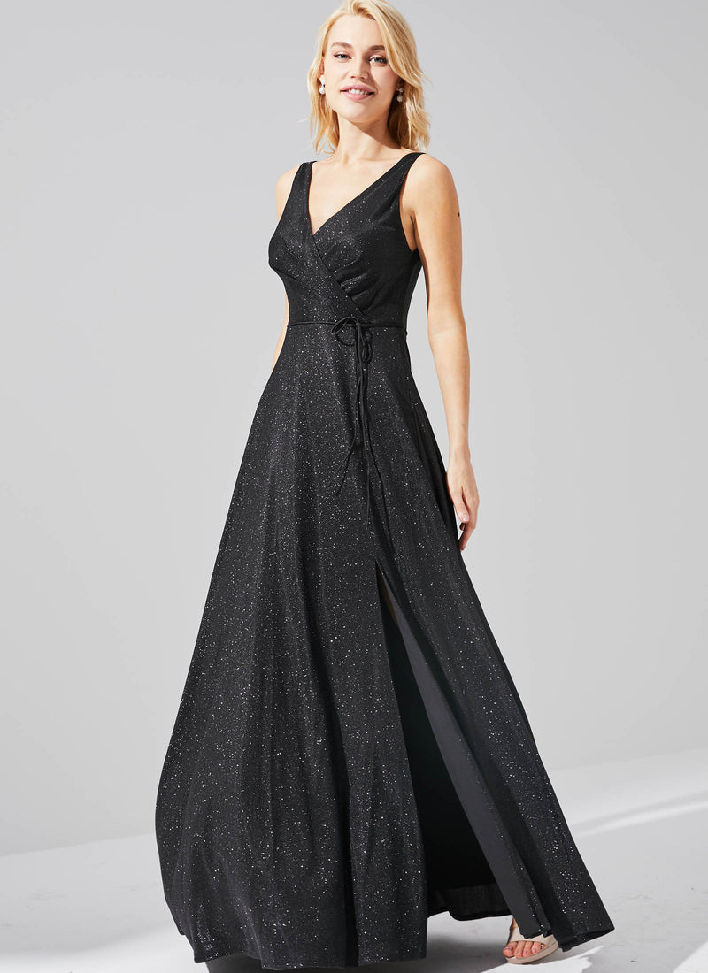 Ava Shimmer Dress, Black