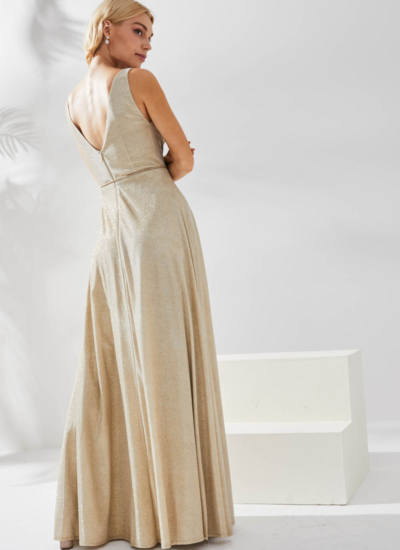 Ava Shimmer Dress, Gold