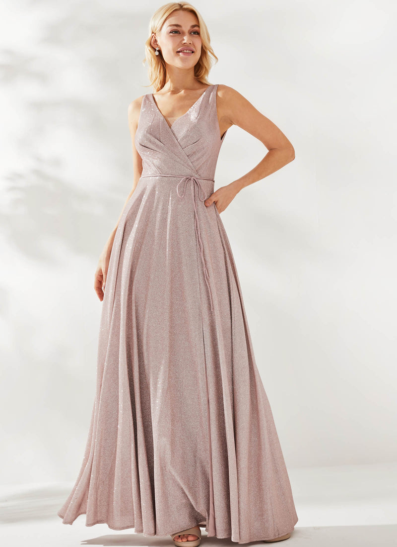 Ava Shimmer Dress, Blush Pink