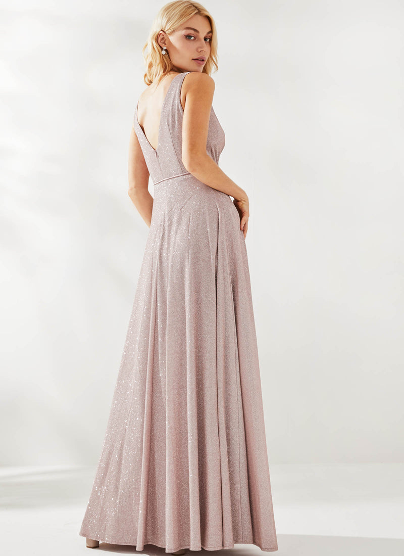 Ava Shimmer Dress, Blush Pink