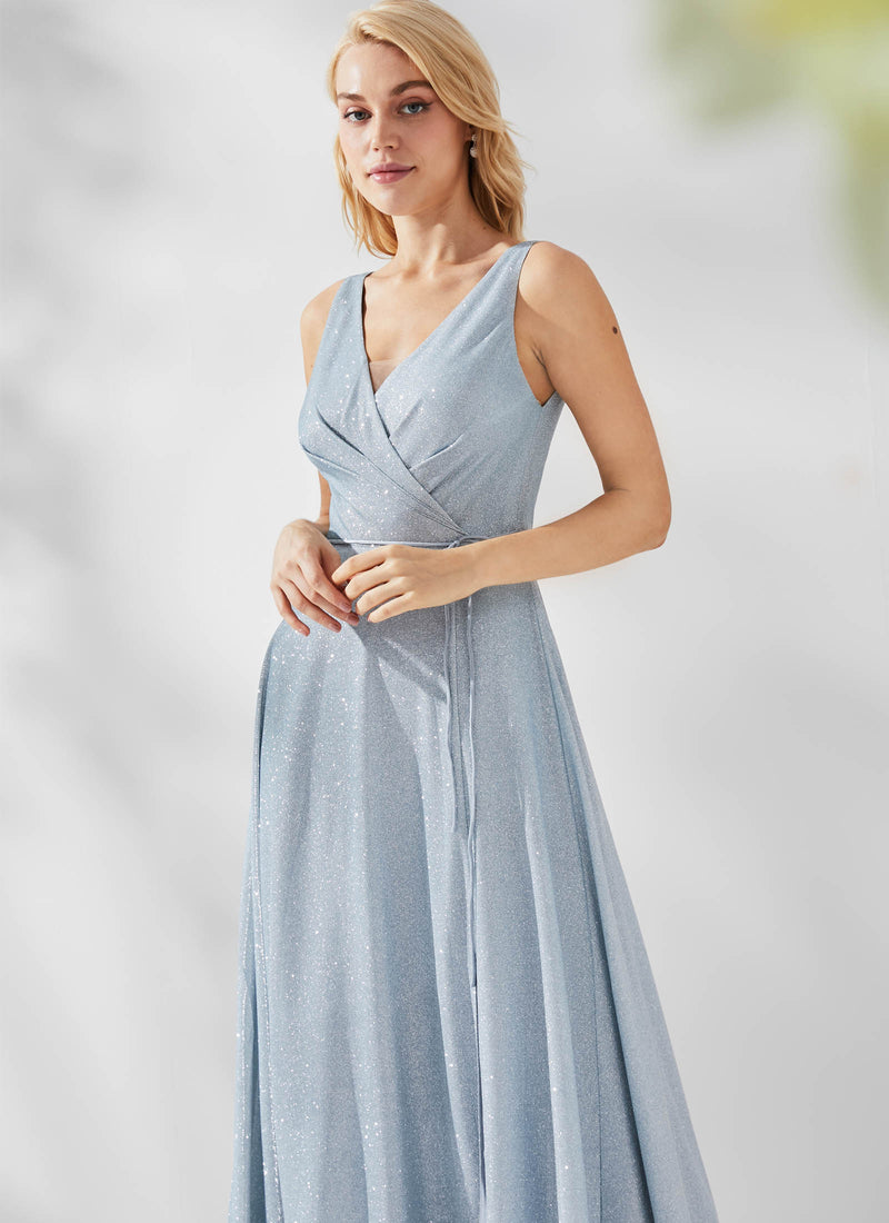 Ava Shimmer Dress, Silver Blue