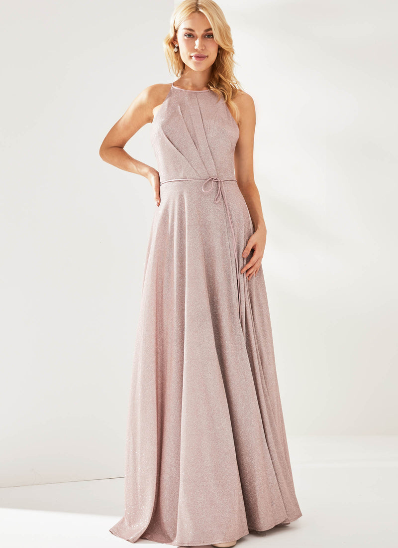 Adelle Shimmer Dress, Blush Pink