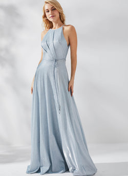 Adelle Shimmer Dress, Silver Blue